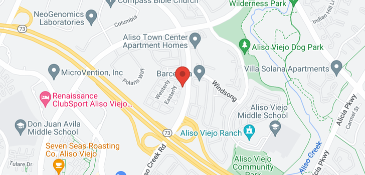 map of 15 Softwind Aliso Viejo, CA 92656